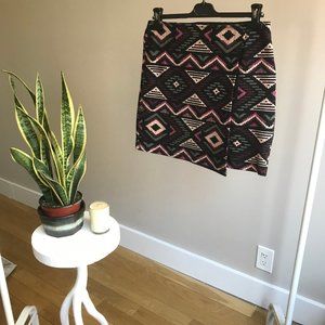 Hollister Burgundy/Olive/Taupe Tribal Mini Skirt